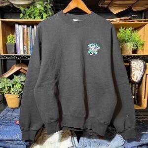 Vintage 90s Sports Pub Fruit of the Loom Heavy Cotton Crewneck Black Sweatshirt